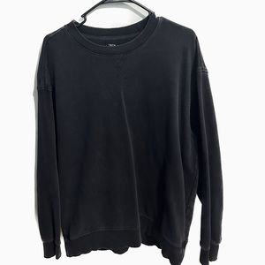 Black Zara Distressed Look Faded Crewneck Sweater Size M